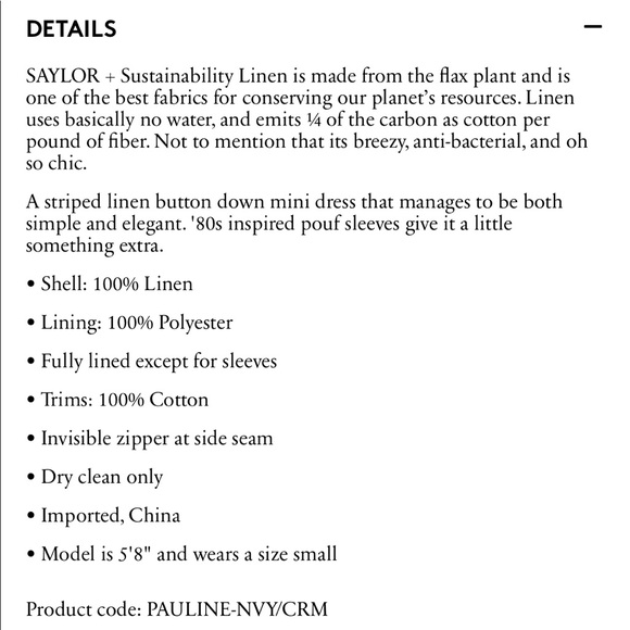 🆕 NWT Saylor Pauline Linen Dress -S - Picture 7 of 7